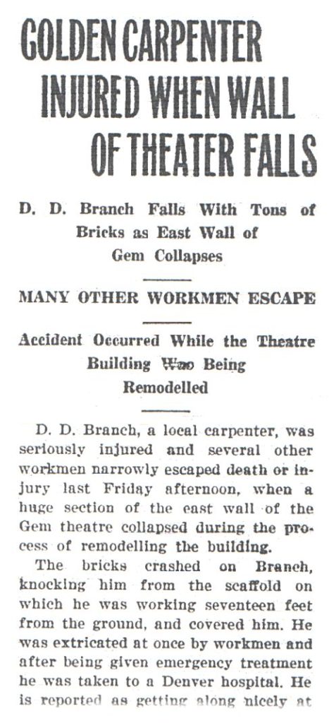 From the front page of the Colorado Transcript, 1926