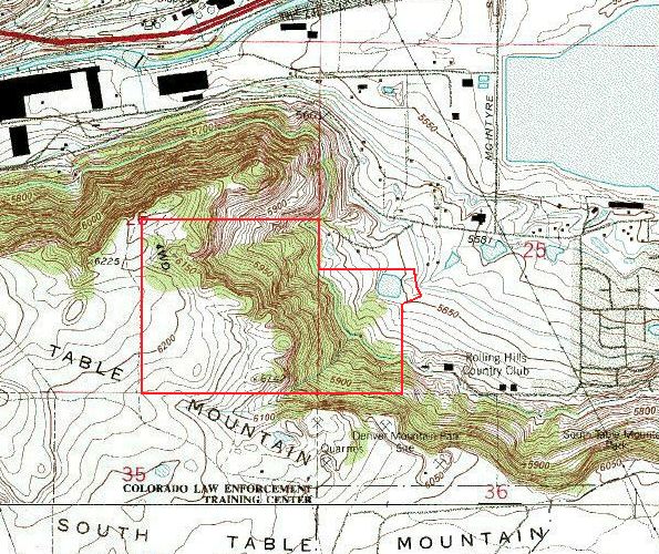 Map of first land area purchased to be Magic Mountain (outlined in red) Exact boundaries of areas under purchase option are not presently known Map courtesy United States Geological Survey