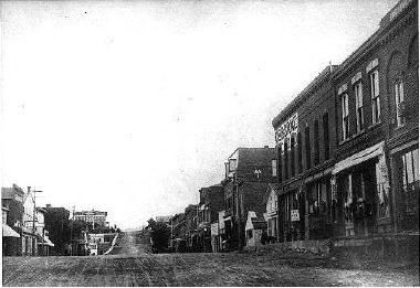 Odd Fellows Hall On Avenue West side 1100 block of Washington - 1880s Odd Fellows Hall 3rd from right Photo courtesy Gardner Family Collection